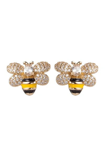 Eye Candy Los Angeles Honeybee Cz Pave Stud Earrings In Gold