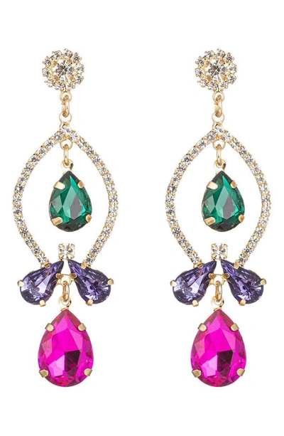 Eye Candy Los Angeles Nina Pink Drop Earrings In Gold