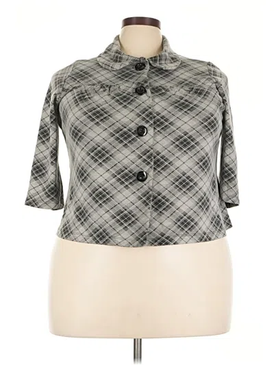 Pre-owned Eyeshadow 3/4 Sleeve Button Down Shirt In Gray
