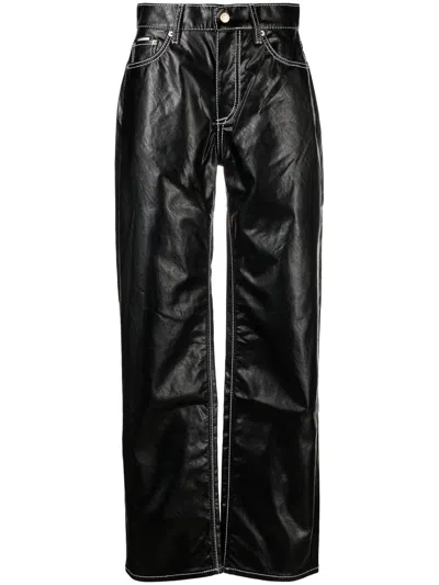 Eytys High-waist Faux-leather Trousers In Black