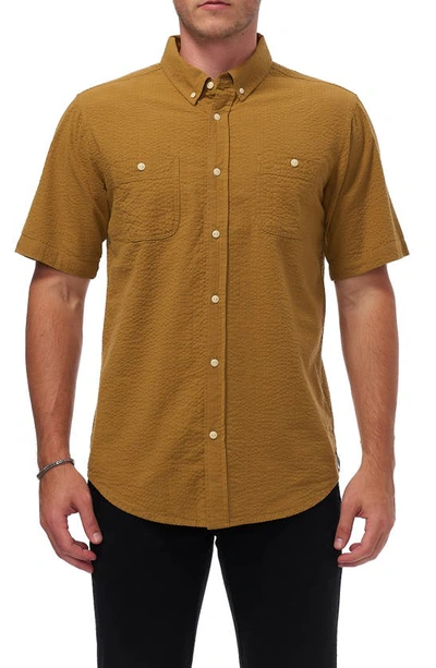Ezekiel Amped Short Sleeve Woven Shirt In Golden Brown