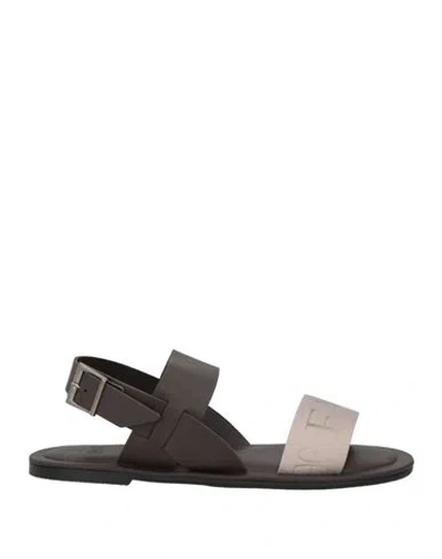 Fabi Man Sandals Dove Grey Size 9 Leather, Textile Fibers