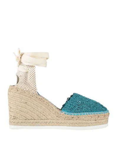 Fabi Woman Espadrilles Azure Size 7 Textile Fibers In Multi