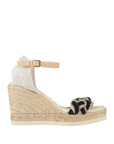 Fabi Woman Espadrilles Beige Size 8.5 Textile Fibers, Leather In Multi