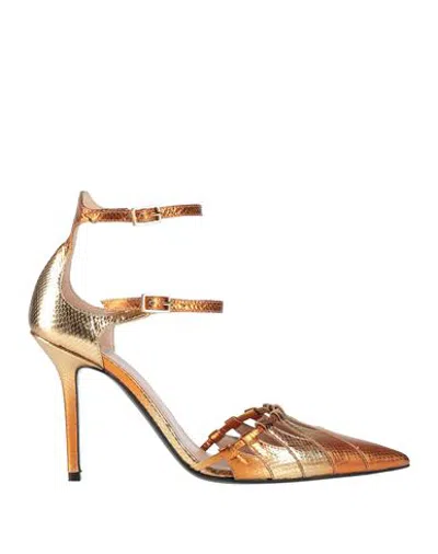 Fabi Woman Pumps Orange Size 9 Leather