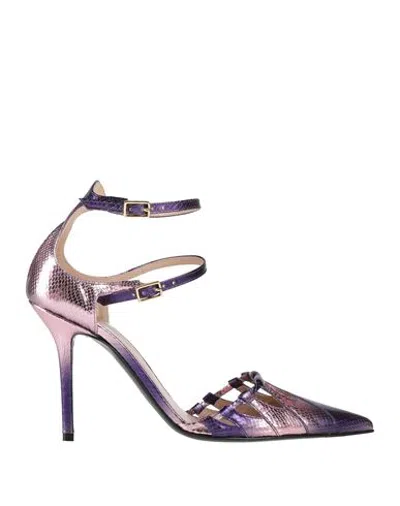 Fabi Woman Pumps Purple Size 8.5 Leather