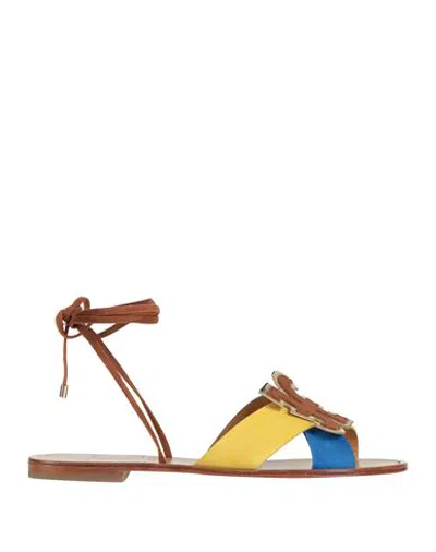 Fabi Woman Sandals Bright Blue Size 11 Leather In Multi
