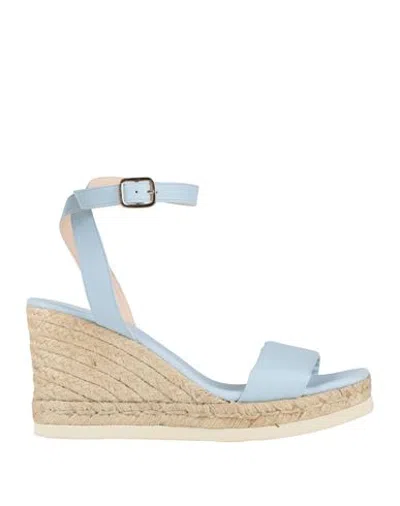 Fabi Woman Sandals Sky Blue Size 9 Leather In Multi