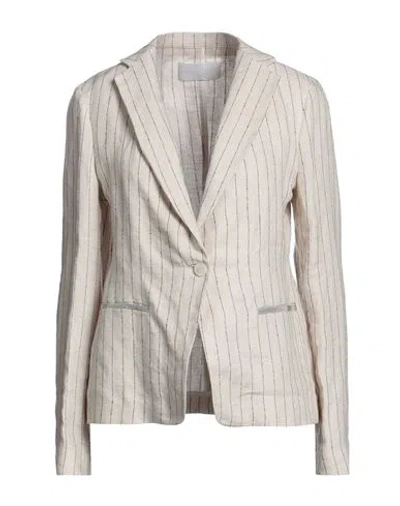 Fabiana Filippi Woman Blazer Beige Size 4 Linen, Ecobrass