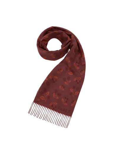 Fable England Blackberry Long Jacquard Scarf In Burgundy