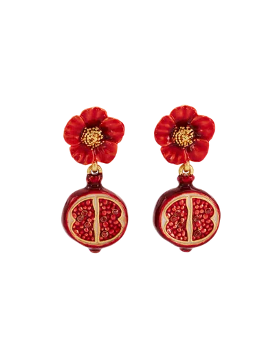 Fable England Blossom & Pomegranate Drop Earrings In Red