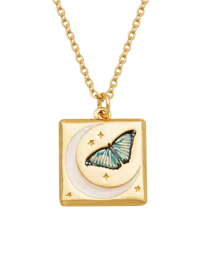 Fable England Butterfly & Moon Necklace In Gold