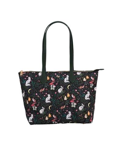Fable England Edith Niva Print Tote Purse In Black