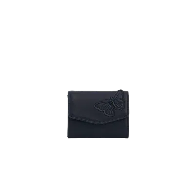 Fable England Floral Applique Card Holder Wallet In Navy