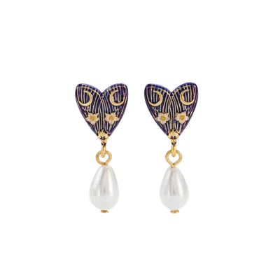 Fable England Jasmine Moon Butterfly & Pearl Earrings In Multi