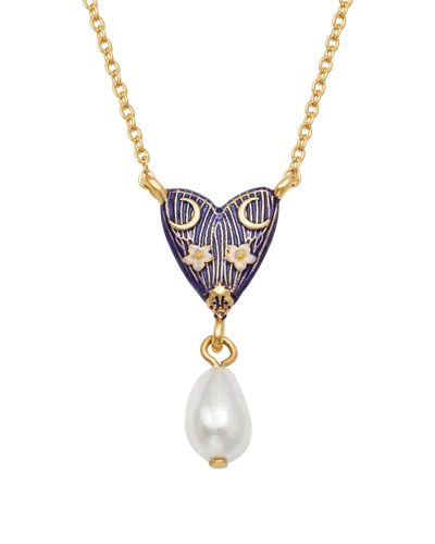 Fable England Jasmine Moon Butterfly & Pearl Necklace In Gold