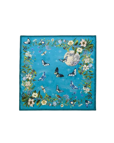 Fable England Midnight Garden Medium Square Scarf In Blue