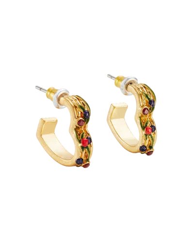 Fable England Orla Hedgerow Heart Hoop Earrings In Gold