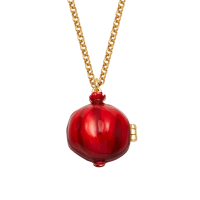 Fable England Pomegranante Locket Necklace In Gold