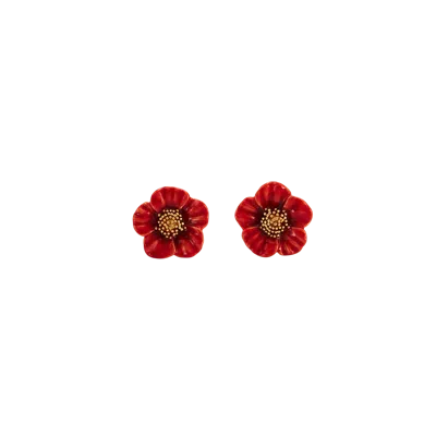Fable England Red Blossom Stud Earrings