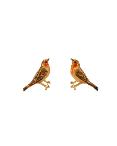 Fable England Robin Stud Earrings In Multi