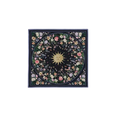 Fable England Selene Narrative Medium Square Scarf In Black