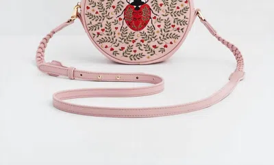 Fable England Women's Embroidered Circle Bag In Ladybug Pink In Multi