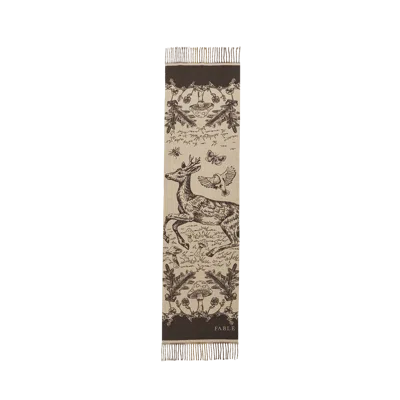 Fable England Woodland Tales Taupe Jacquard Scarf In Brown