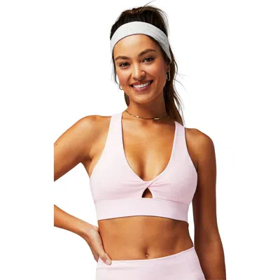 Fabletics Oasis Twist Medium Impact Sports Bra In Pink