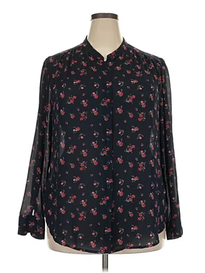 Pre-owned Faded Glory Long Sleeve Blouse In Black