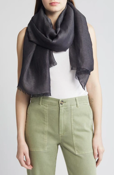 Faherty Signature Linen & Modal Scarf In Black