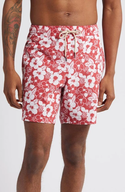 Fair Harbor Bayberry Floral Swim Trunks In Stamped Hibiscus