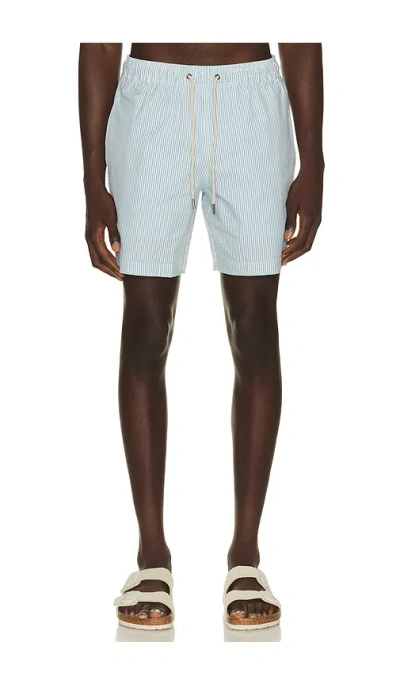 Fair Harbor Bayberry Swim Trunk In Seapine Seersucker