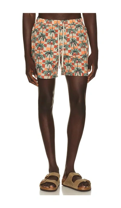Fair Harbor Bungalow Swim Trunk In Checkered Palms
