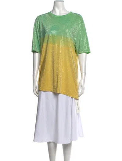 Pre-owned Faith Connexion Colorblock Pattern Crew Neck Top In Yellow