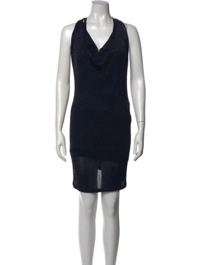Pre-owned Faith Connexion Cowl Neck Mini Dress In Black