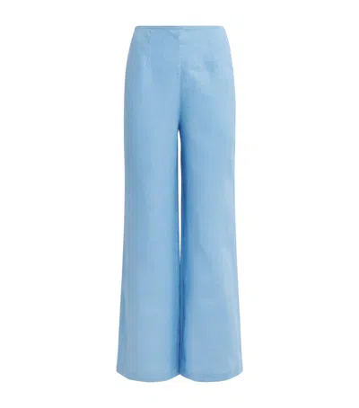Faithfull Linen Syna Wide-leg Trousers In Blue