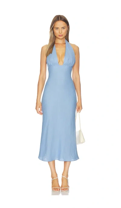 Faithfull The Brand Marita Midi Dress In Sky Blue