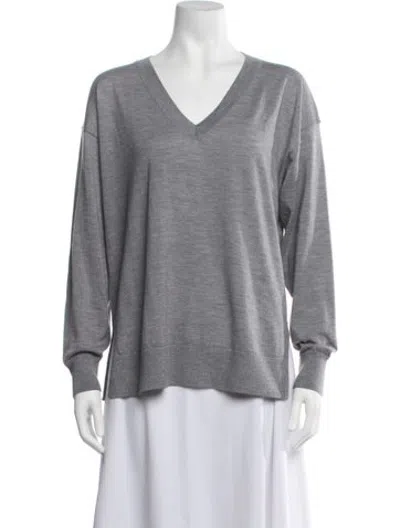 Pre-owned Falconeri Cashmere V-neck Sweater In Grey