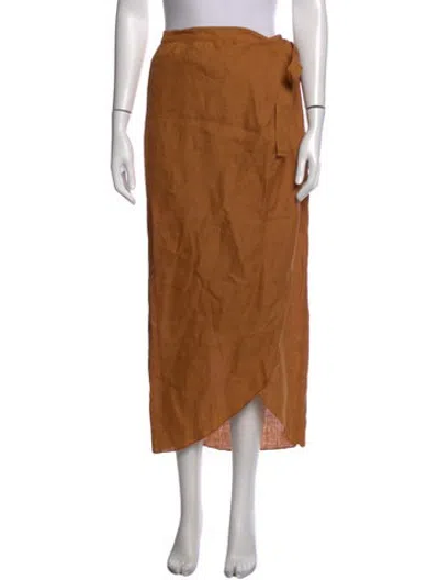 Pre-owned Falconeri Linen Long Skirt W/ Tags In Brown