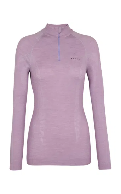 Falke Tech-wool Half-zip Base Layer Ski Top In Purple