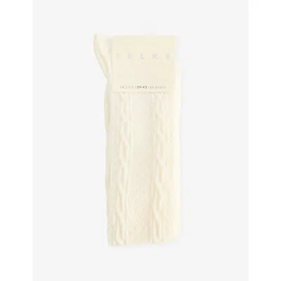 Falke Womens Declivity Knee-high Wool-blend Socks 2040 Off White In Neutral