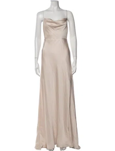 Pre-owned Fame & Partners Cowl Neck Long Dress In Neutrals