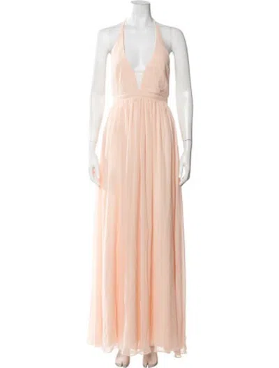 Pre-owned Fame & Partners Halterneck Long Dress In Orange