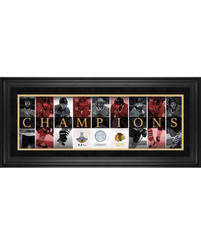 Fanatics Authentic Chicago Blackhawks 2015 Stanley Cup Champions Framed Champions Panoramic With Game-used Net In Multi