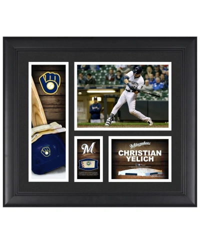Fanatics Authentic Christian Yelich Milwaukee Brewers Framed 15" X 17" Player Collage With A Piece Of Game-used Ball In Multi