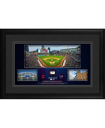Fanatics Authentic Cleveland Guardians Framed 10" X 18" Stadium Panoramic Collage With A Piece Of Game-used Baseball In Multi