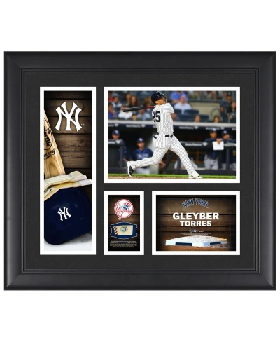 Fanatics Authentic Gleyber Torres New York Yankees Framed 15" X 17" Player Collage With A Piece Of Game-used Baseball In Multi