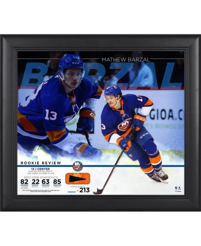 Fanatics Authentic Mathew Barzal New York Islanders Framed 15" X 17" Rookie Review Collage With Piece Of Game-used Puck In Multi