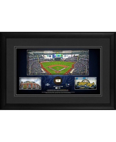 Fanatics Authentic Milwaukee Brewers Framed 10" X 18" Stadium Panoramic Collage With A Piece Of Game-used Baseball In Multi